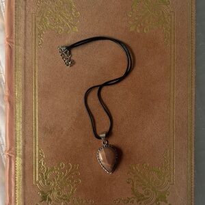 NIP Teardrop Pink Quartz Pendant Necklace on Black Cord